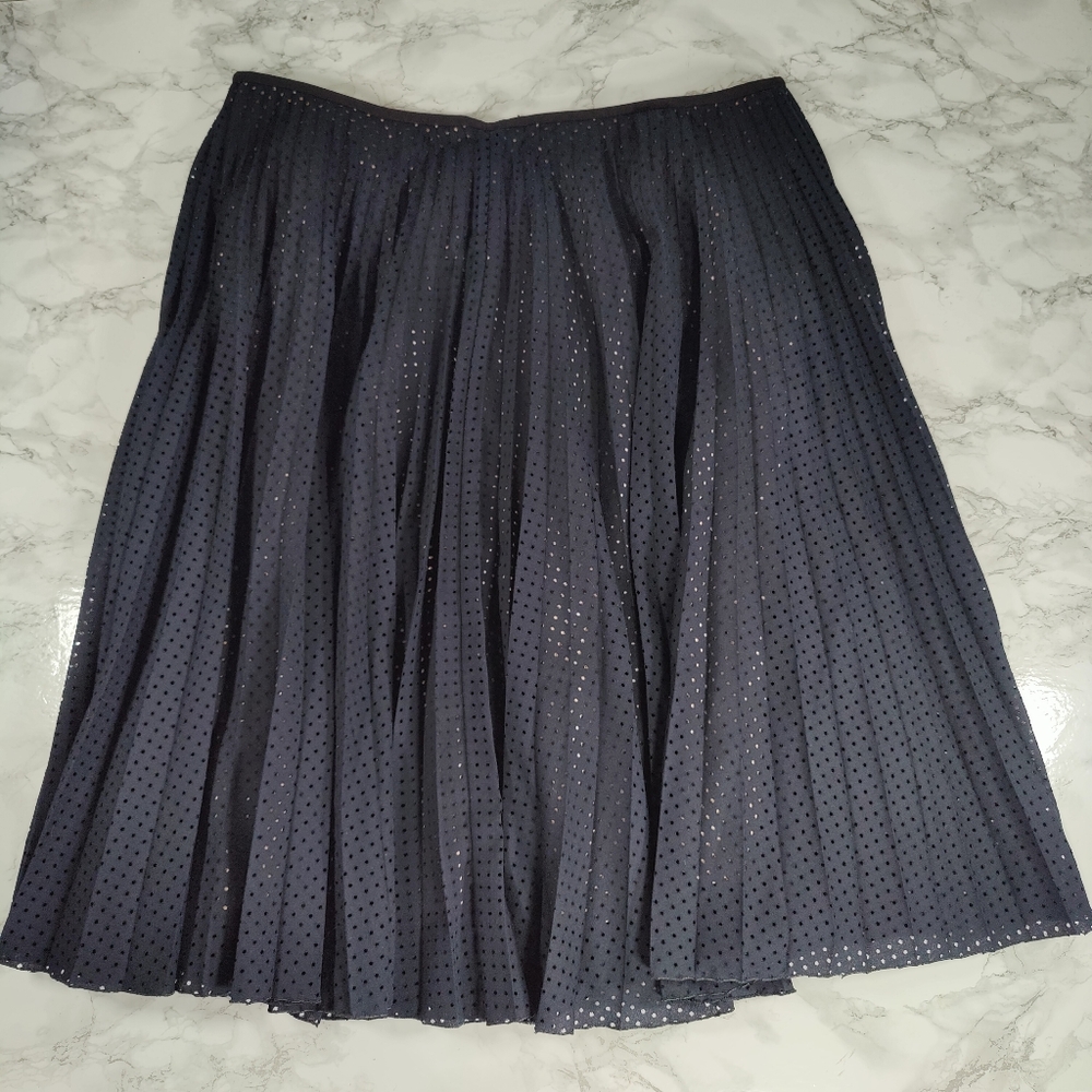 Akris Punto Navy A Line Accordion Pleat Skirt Size 12